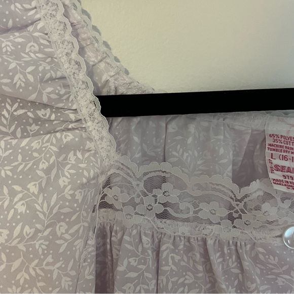 Vintage Sears nightgown midi women's Large floral cotton blend house dress - Picture 4 of 8